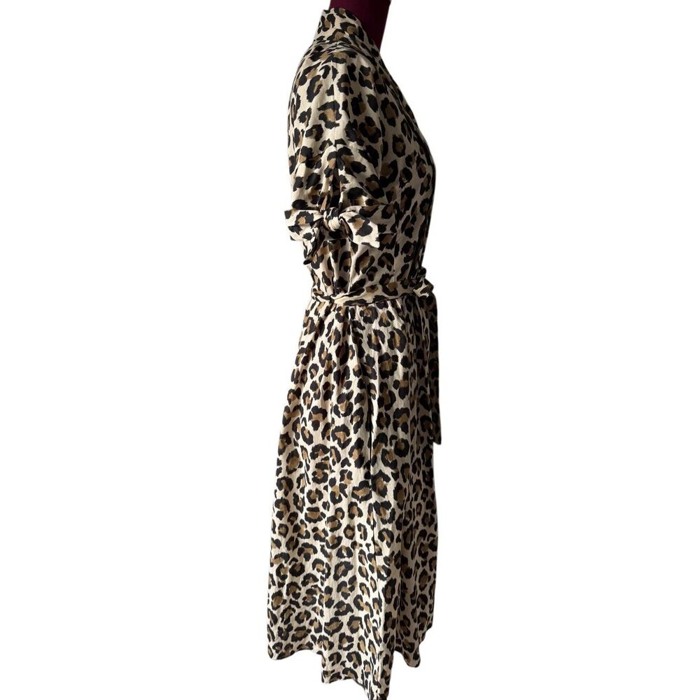 ZARA Midi Dress Leopard Print Belted Short Sleeve Large - Picture 12 of 12